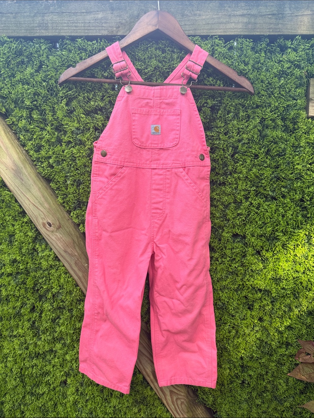 Carhartt Pink Girls' Adjustable-Strap Overalls 3T